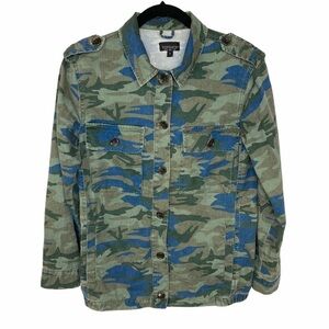 Top shop Green/Blu Camo Long Sleeve Utility Jacket